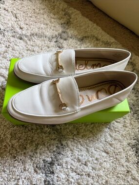 SAM EDELMAN - summer White Leather Horsebit Loafers - Women 37/7 - run large